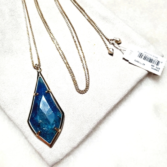 Kendra Scott Damon Pendant Necklace Aqua Apatite NWT - Picture 8 of 13